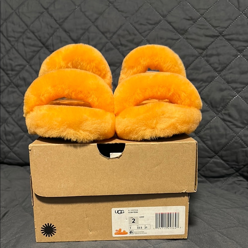 UGG Vibrant Orange Fluffy Slippers
